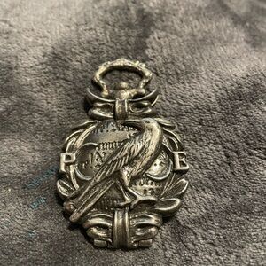 Pocket Watch Silver Ornate Crow Design